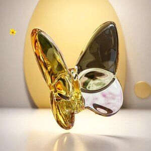 Golden Lucky Butterfly Crystal Figurine Collection Cut Glass Collectible OS New